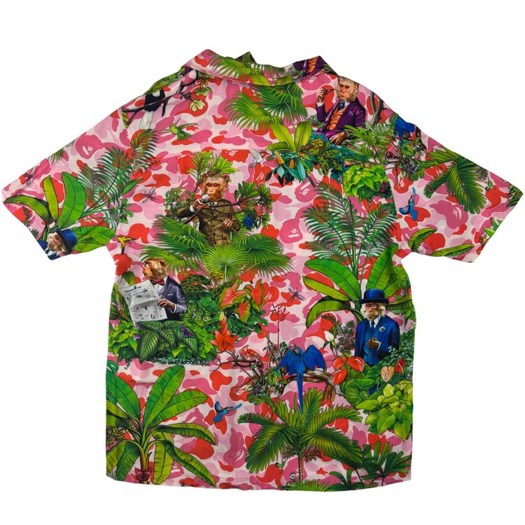BAPE x Monkey 47 Open Short Sleeve Shirt Pink Green image 6