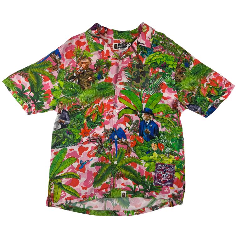 BAPE x Monkey 47 Open Short Sleeve Shirt Pink Green image 1