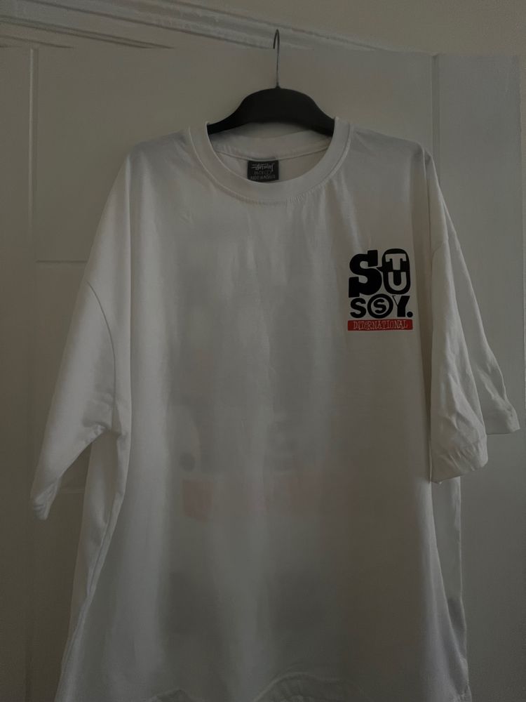 Immagine di Stussy White T-Shirt With Logo Print 2