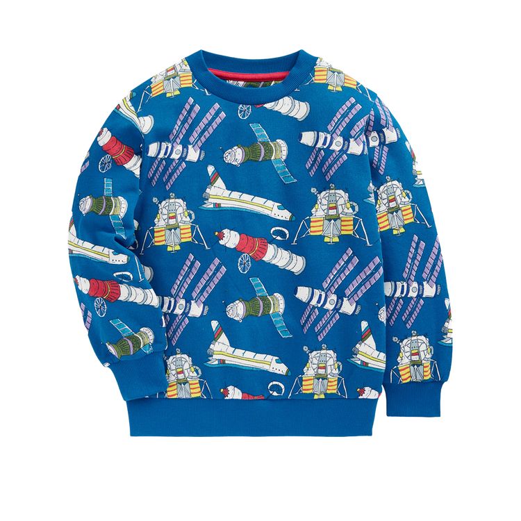 Mini Boden Kids Satellite Print Cotton Sweatshirt In Blue imagen 5