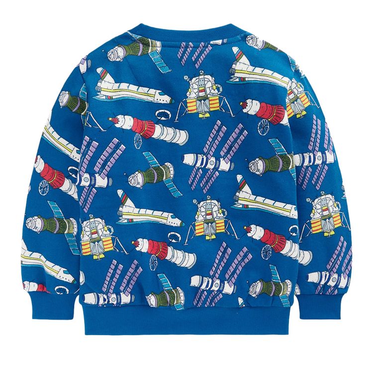Mini Boden Kids Satellite Print Cotton Sweatshirt In Blue imagen 6