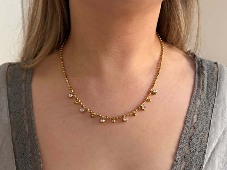 Clear necklace waterproof gold plated stainless steel  image 2