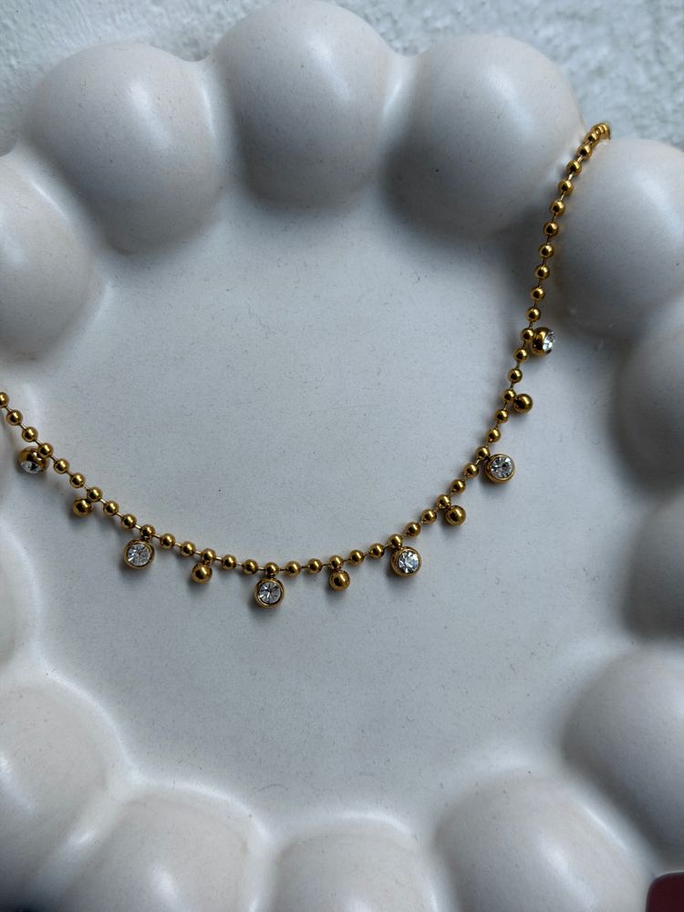Clear necklace waterproof gold plated stainless steel  image 1
