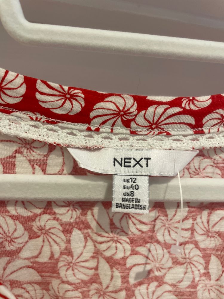 Next Red And White Patterned Short Sleeve Top obraz 2