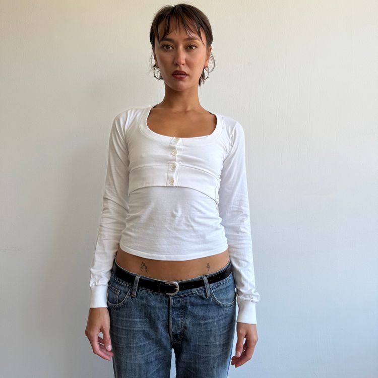 Cropped white button cardi - Size S image 1