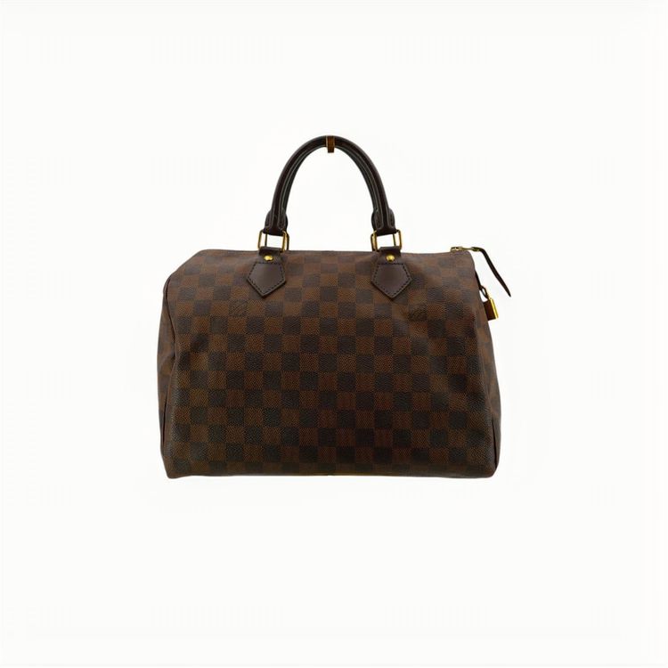 Borsa Louis Vuitton Speedy 30 in tela Damier Ebene marrone