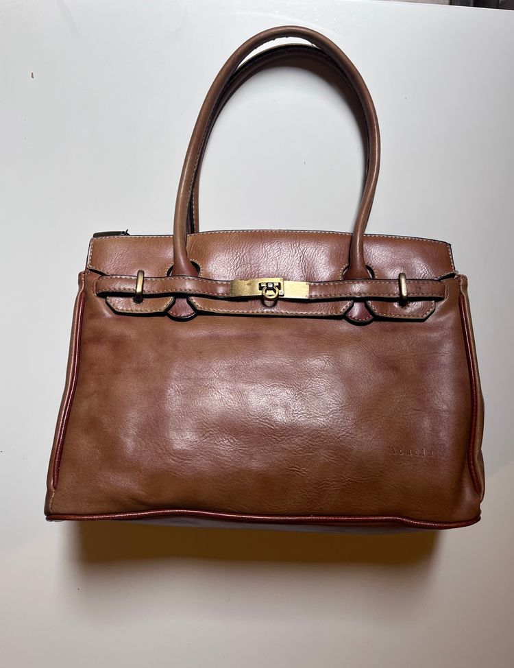 Brown Italian Leather Handbag 2000s 4