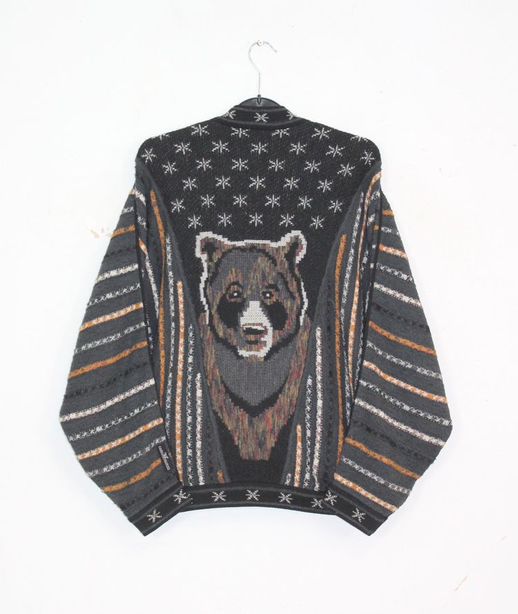 Other CARLO COLUCCI 90'S VINTAGE 3D BEAR FACE KNITTED WOOL CARDIGAN XXL product image