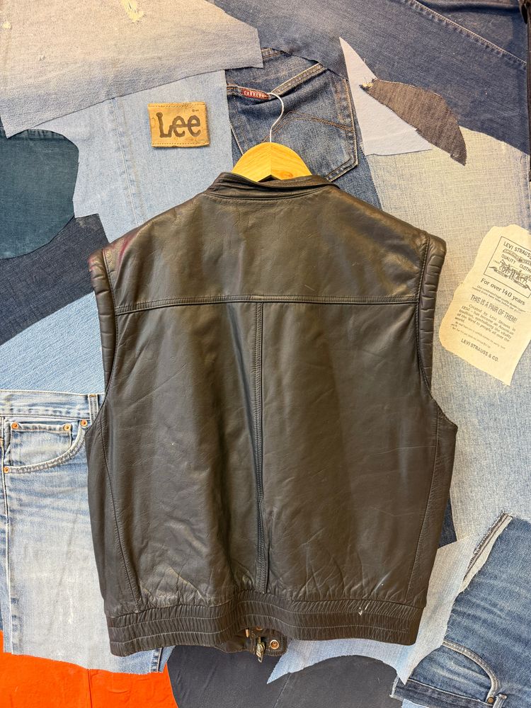 Black Leather Vest With Plaid Lining 2