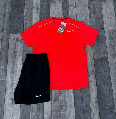 Nike Dri-Fit 1.0 Miler T-shirt & Short Set - ‘Crimson Red’ - Size Large