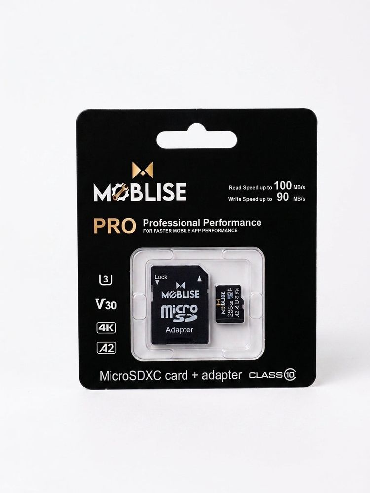 MOBLISE PRO 256GB MicroSDXC Memory Card + SD Adapter Kit