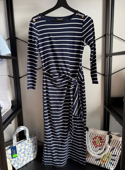 Lauren Ralph Lauren Navy And White Striped Dress