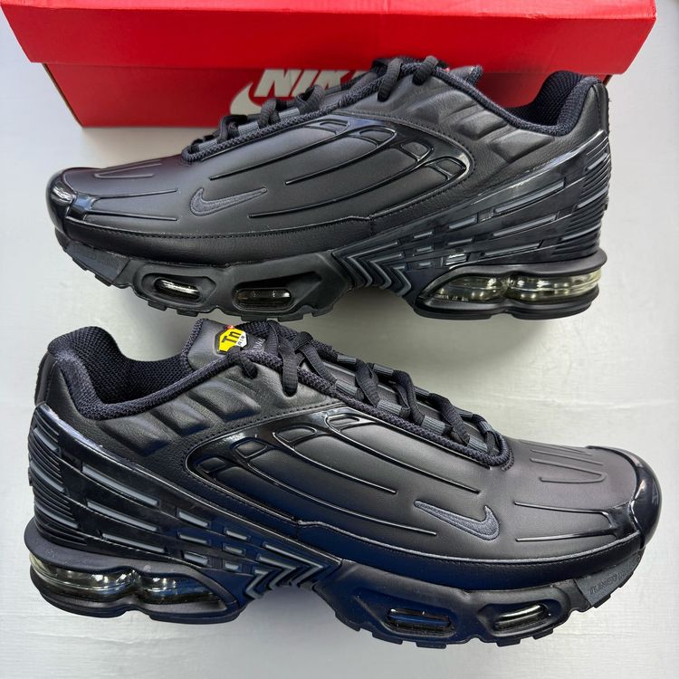 Immagine di Nike Air Max Plus TN 3 Size UK 10 Leather Triple Black Men's Trainers CK6716-001 1