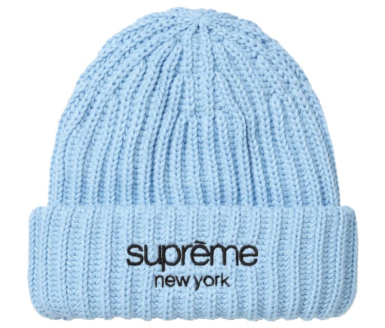 SUPREME CLASSIC LOGO CHUNKY KNIT 'LIGHT BLUE' BEANIE