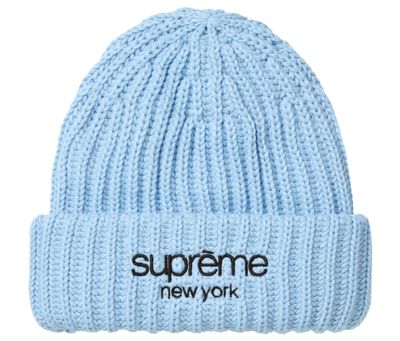 SUPREME CLASSIC LOGO CHUNKY KNIT 'LIGHT BLUE' BEANIE