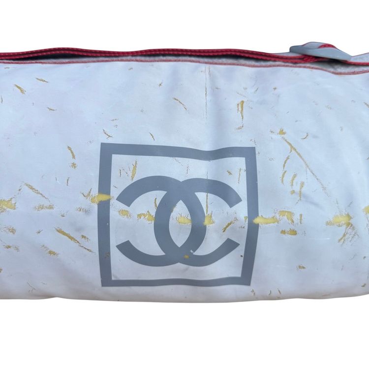 Chanel White Sports Line cylindrical drum duffle bag image 14