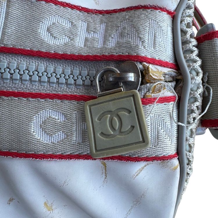 Chanel White Sports Line cylindrical drum duffle bag image 3