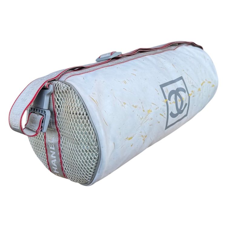 Chanel White Sports Line cylindrical drum duffle bag image 10