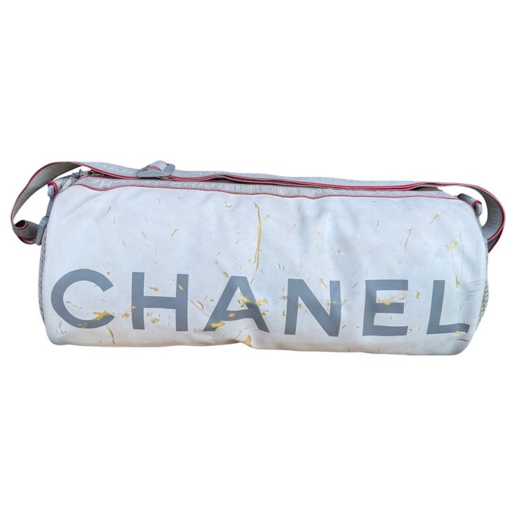 Chanel White Sports Line cylindrical drum duffle bag image 2