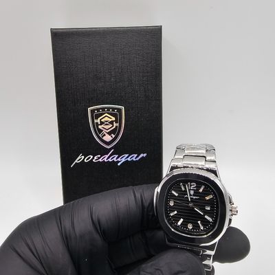 Poedagar Silver Wristwatch With Black Dial