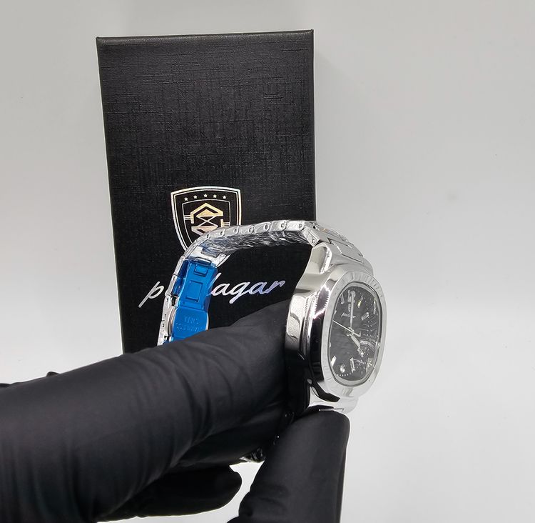 Poedagar Silver Wristwatch With Black Dial obraz 2