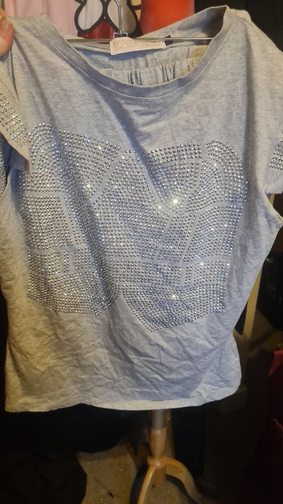 Grey Short Sleeve lounge set with shorts With Rhinestone Design