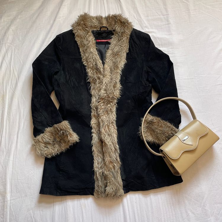 Immagine di Y2K Afghan Jennyfer Black Coat With Faux Fur Trim 3