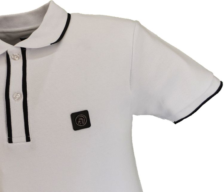 Trojan Mens White Ottoman Rib Tipped Polo Shirt image 2
