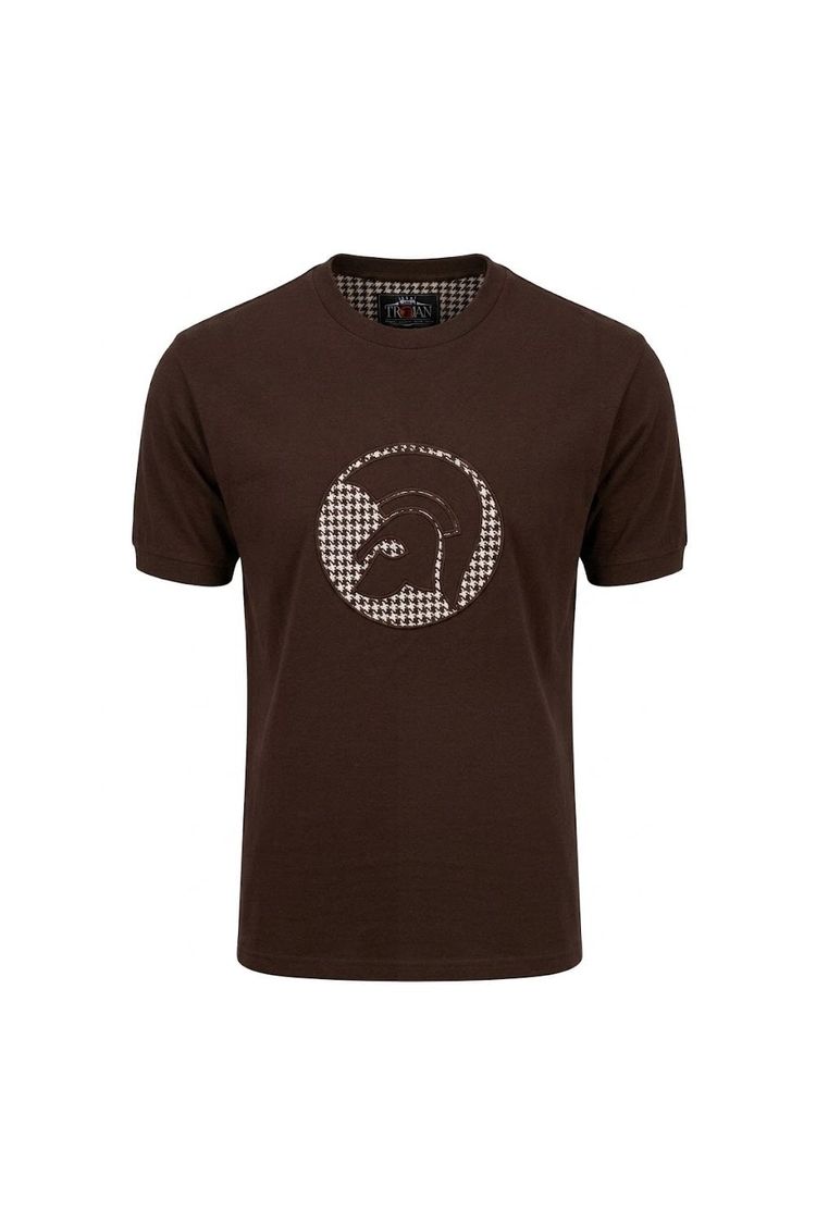 Immagine di Trojan Applique Houndstooth Jacquard Tee Chocolate 2