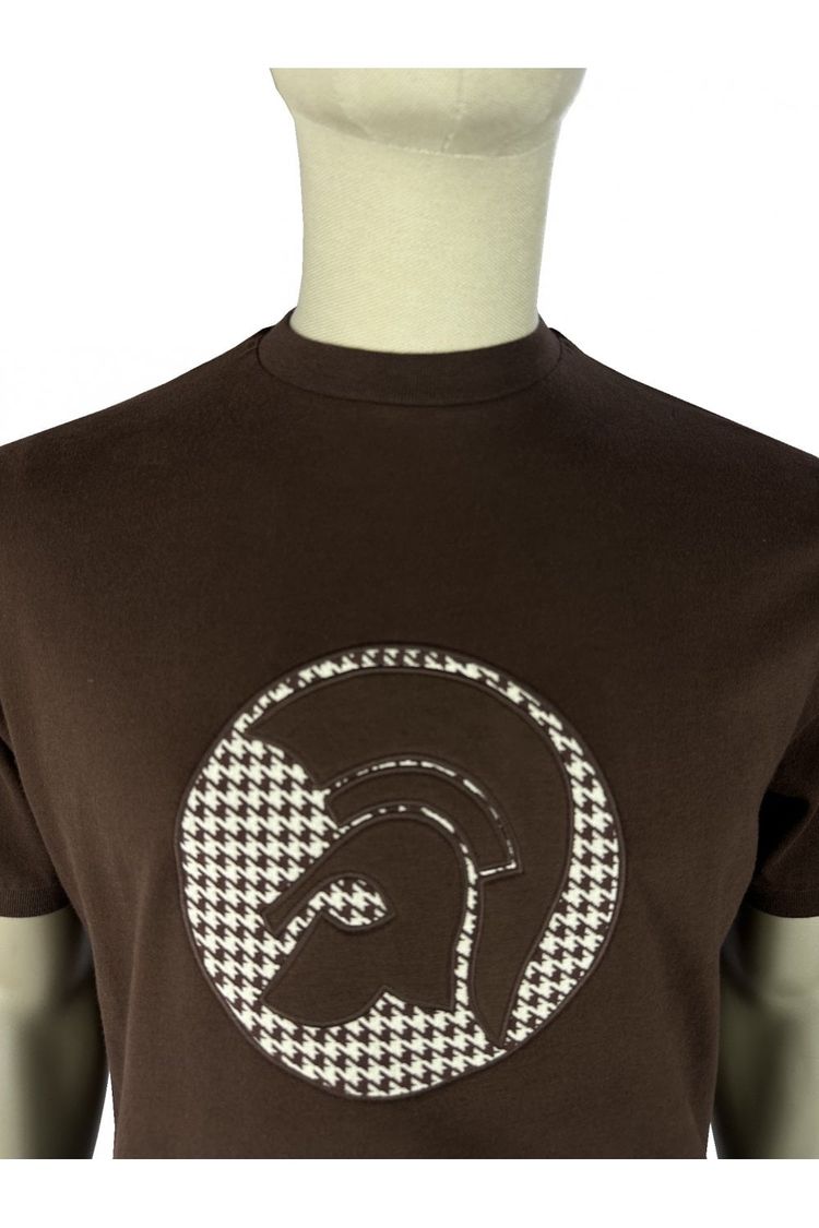 Immagine di Trojan Applique Houndstooth Jacquard Tee Chocolate 3