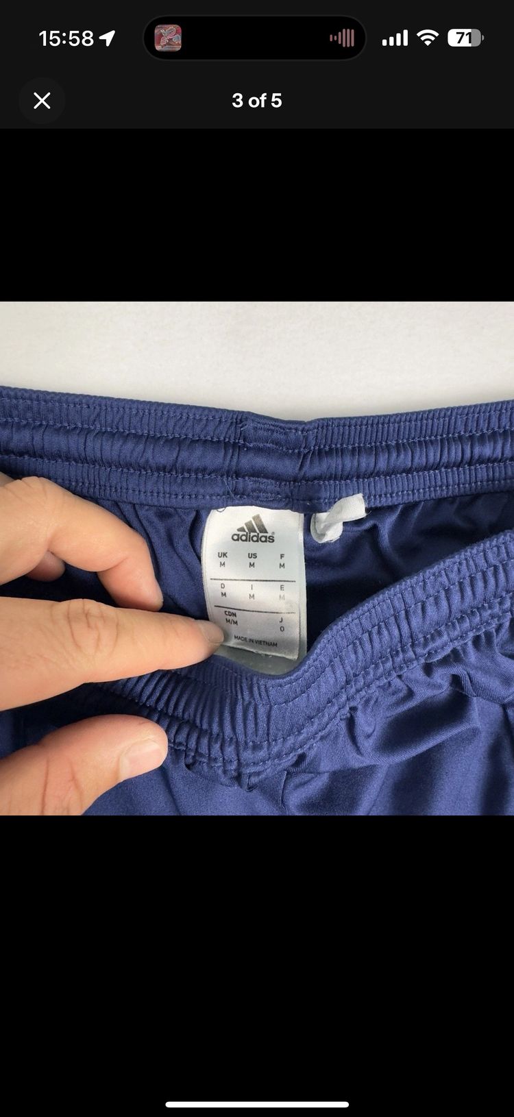 Immagine di Adidas Climalite Navy Sports Shorts White Stripe Logo Medium M Football Gym 3