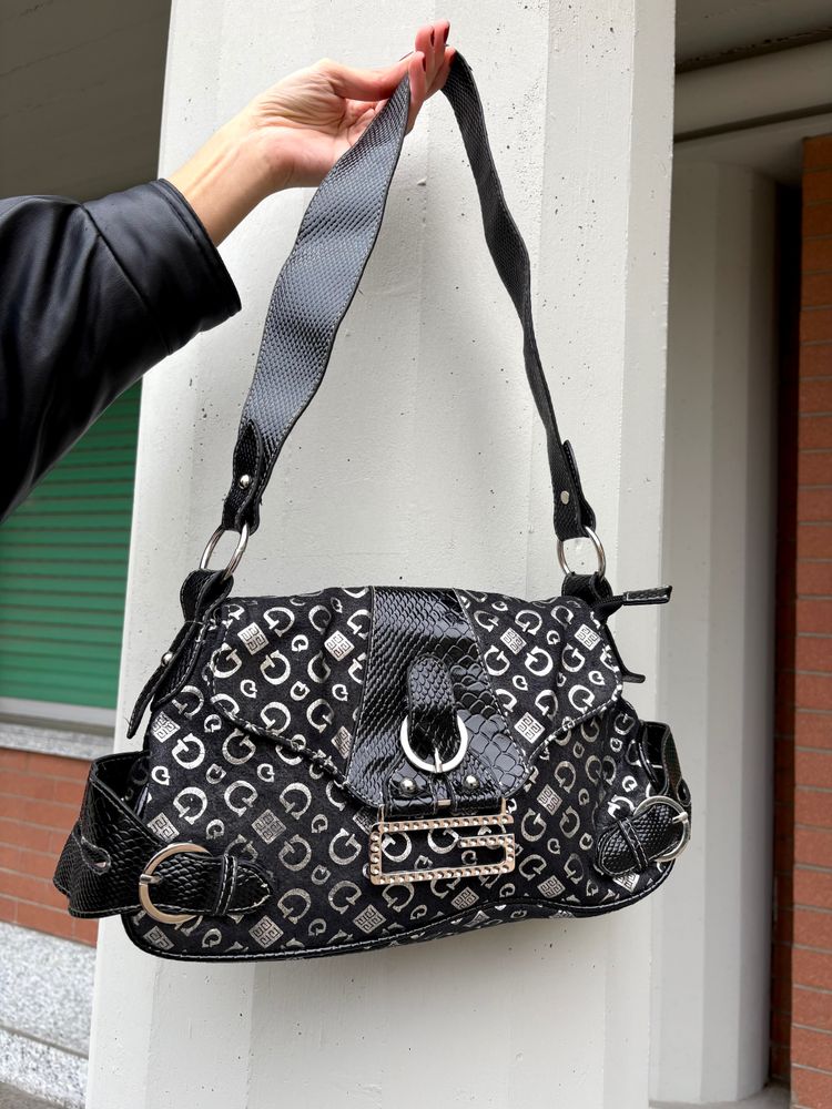 Black Patterned Shoulder Bag
