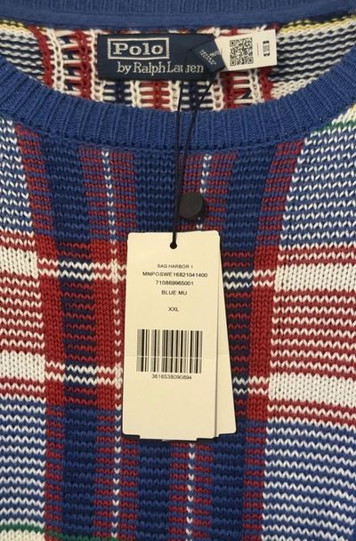 Polo Ralph Lauren Men’s XXL Plaid Cotton Crew Neck Jumper Sweater NWT 7