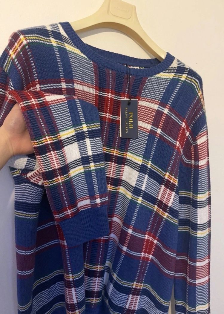 Polo Ralph Lauren Men’s XXL Plaid Cotton Crew Neck Jumper Sweater NWT 4