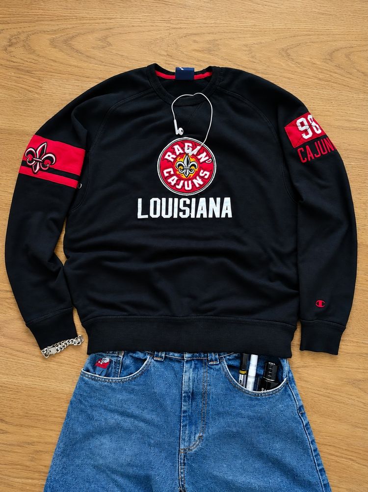 Champion Black Sweatshirt With Louisiana Ragin' Cajuns Logo M size imagen 1