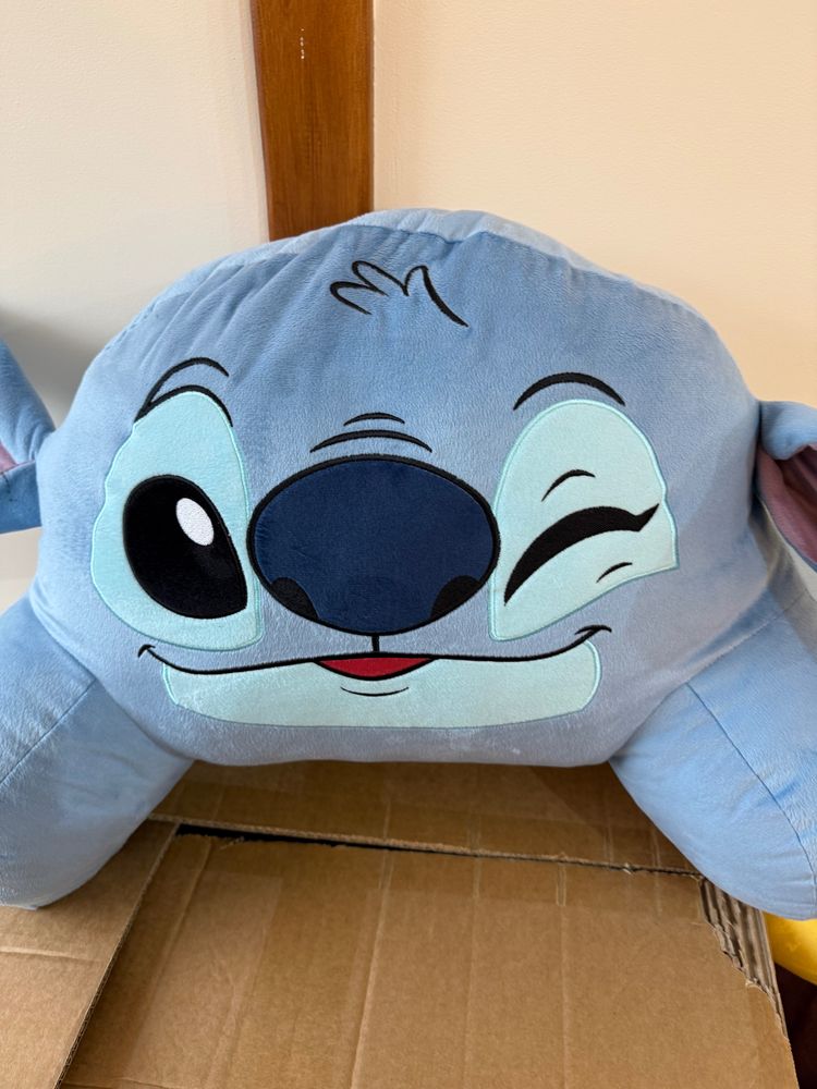 Blue Plush Pillow With Cartoon Face
