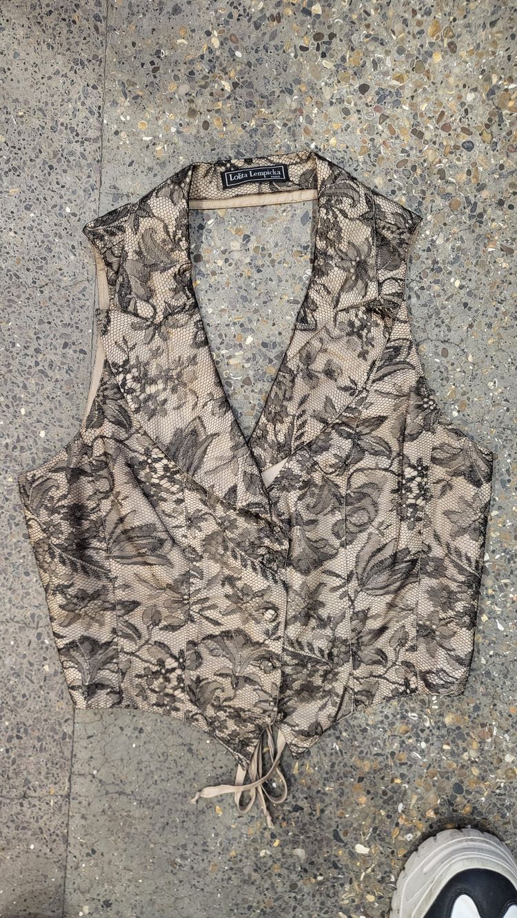 Vintage, Lolita Lempicka foral Lace Sleeveless Vest