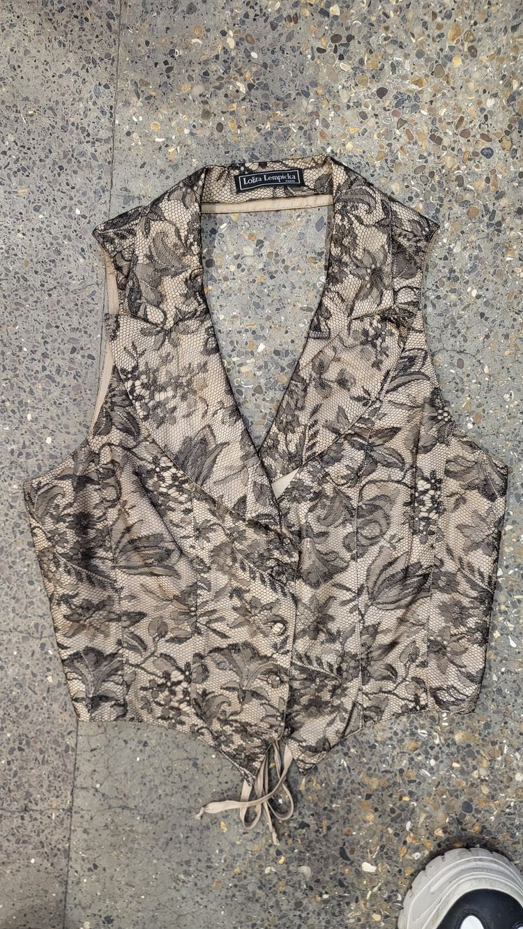 Vintage, Lolita Lempicka foral Lace Sleeveless Vest image 4