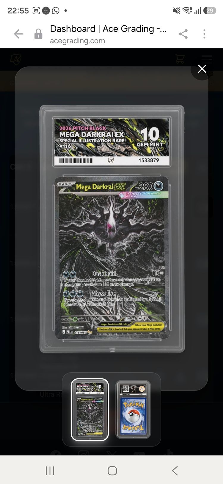 Grade 10 mega Darkrai ex pitch black  image 1