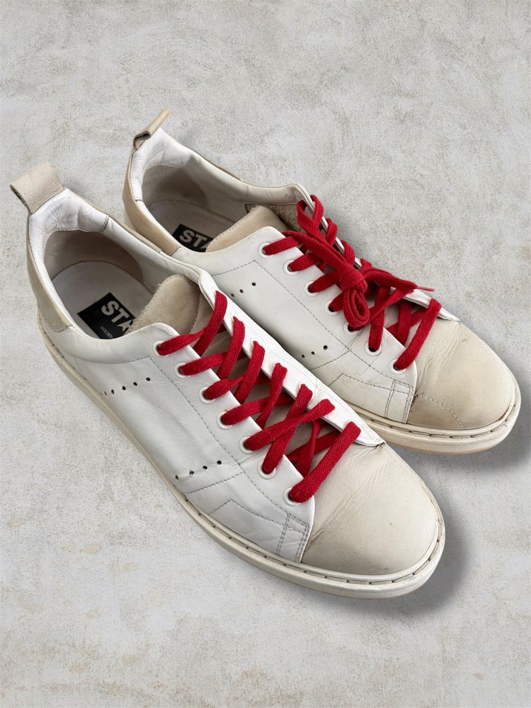 Golden Goose Starter White Sneakers With Red Laces