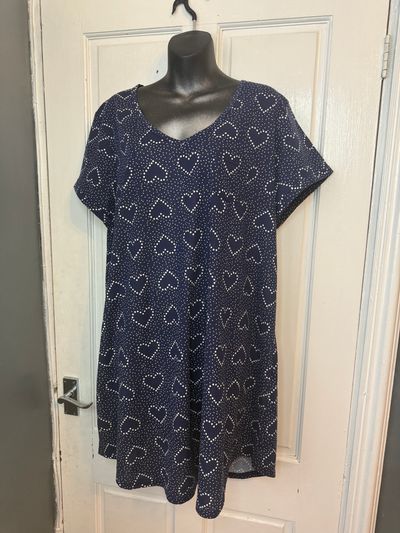 navy blue nighty with heart pattern