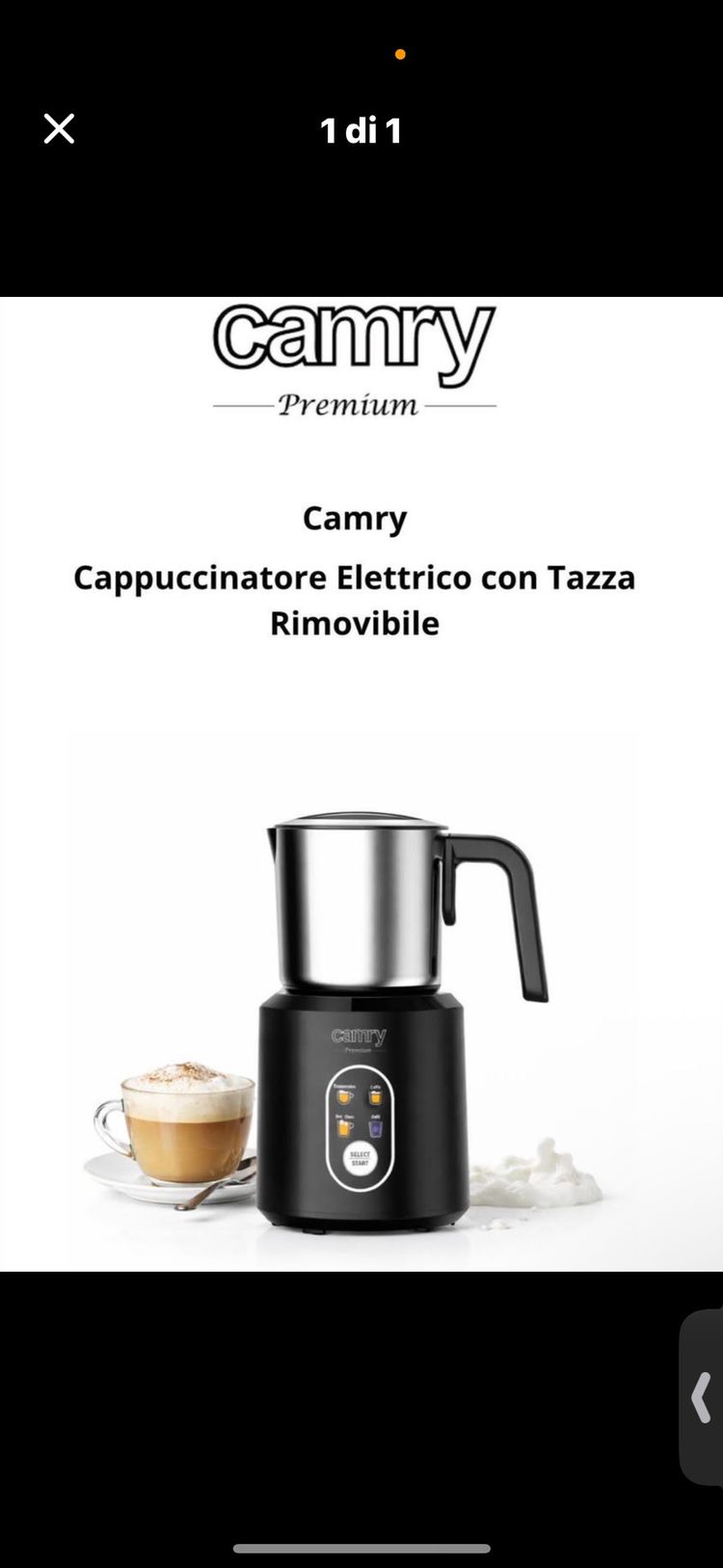 Other  Cappuccinatore Camry Cappuccinatore Elettrico Con Tazza Rimovibile product image