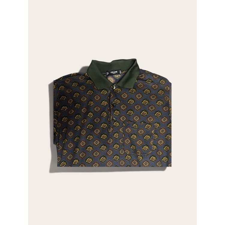Immagine di Vintage Celine Paris Polo with Crest & Baroque Pattern Print 7