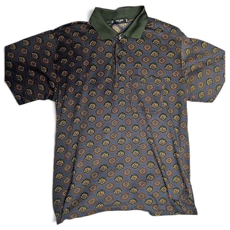 Immagine di Vintage Celine Paris Polo with Crest & Baroque Pattern Print 1