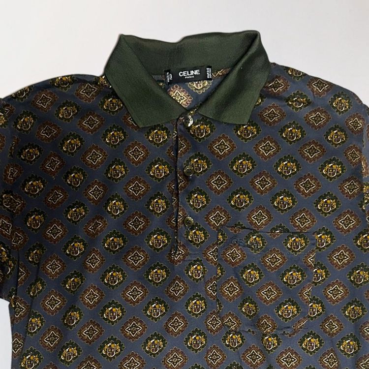 Immagine di Vintage Celine Paris Polo with Crest & Baroque Pattern Print 8
