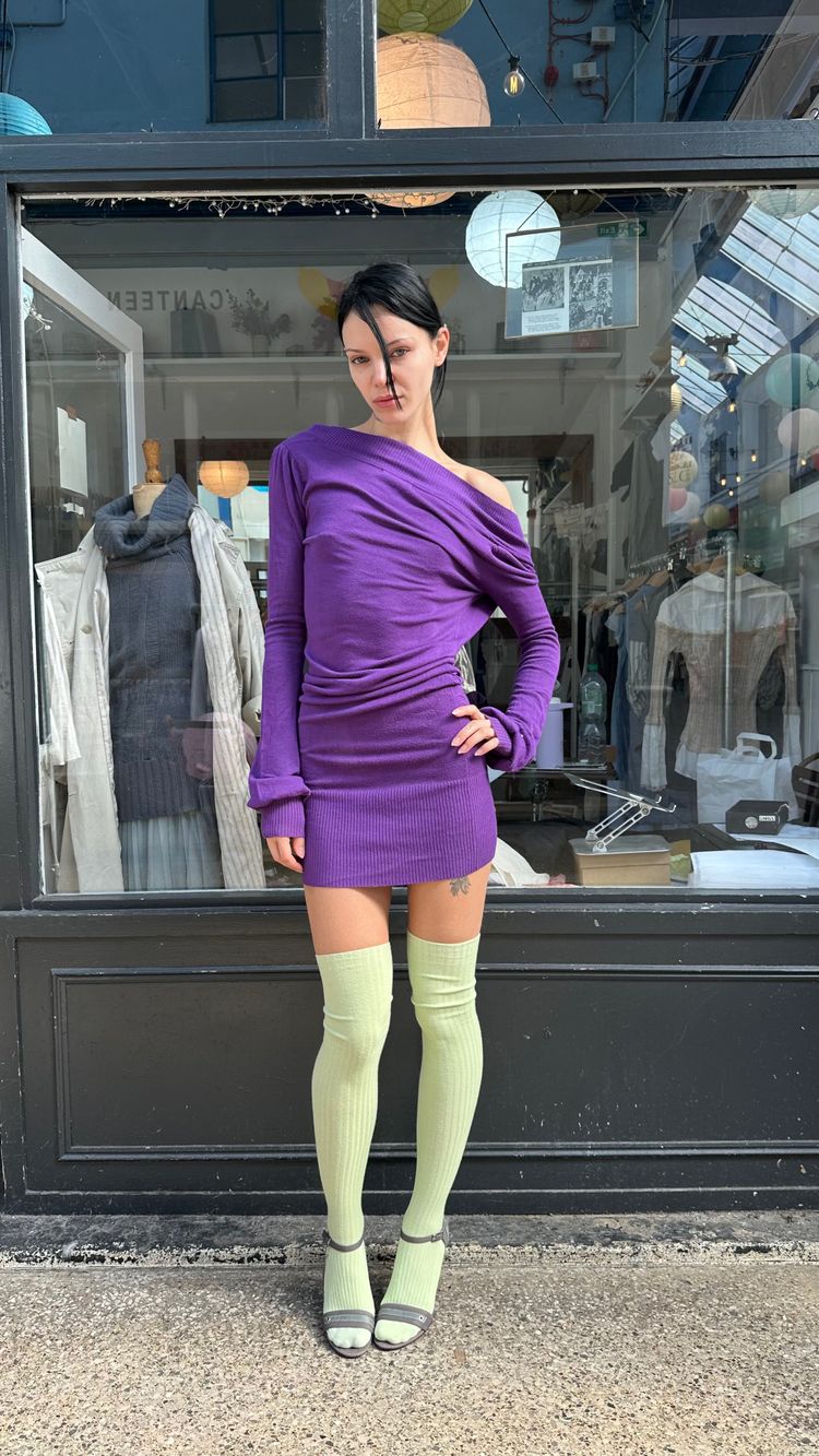Jane norman purple knit backless jumper dress image 1