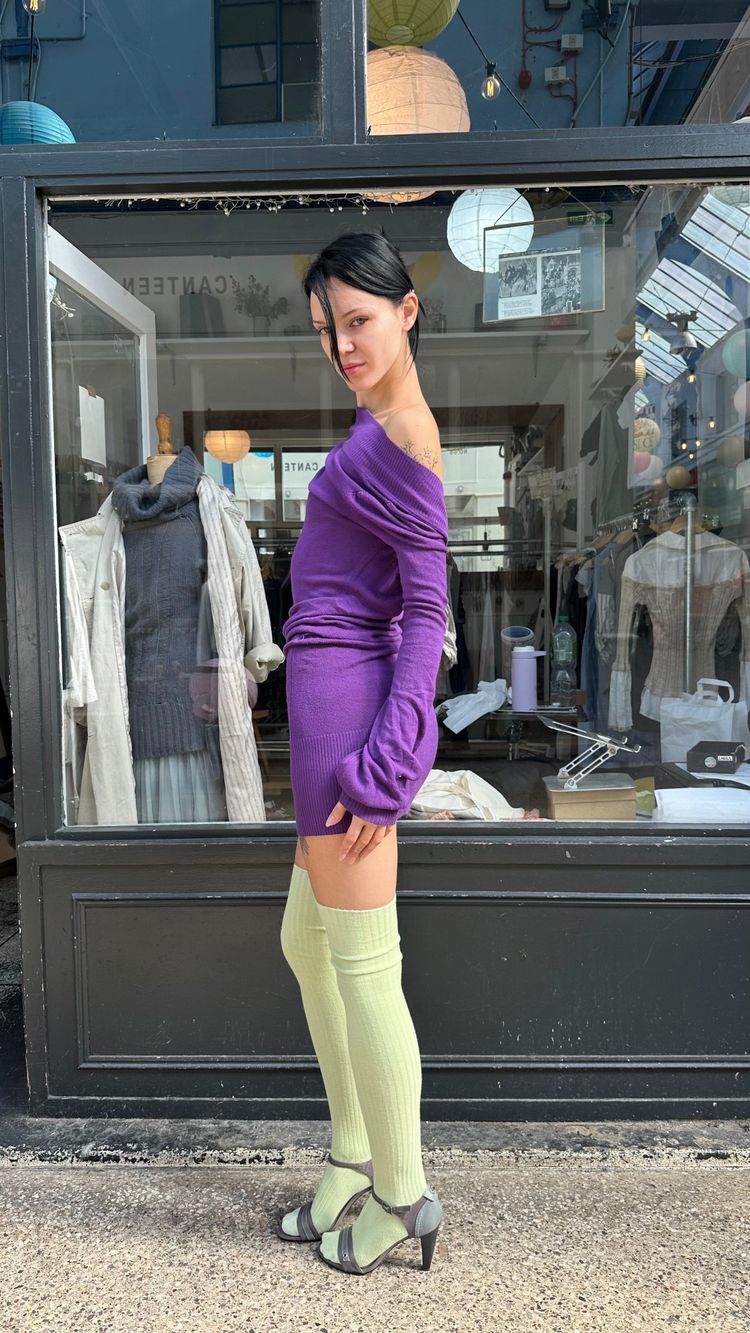 Jane norman purple knit backless jumper dress image 2