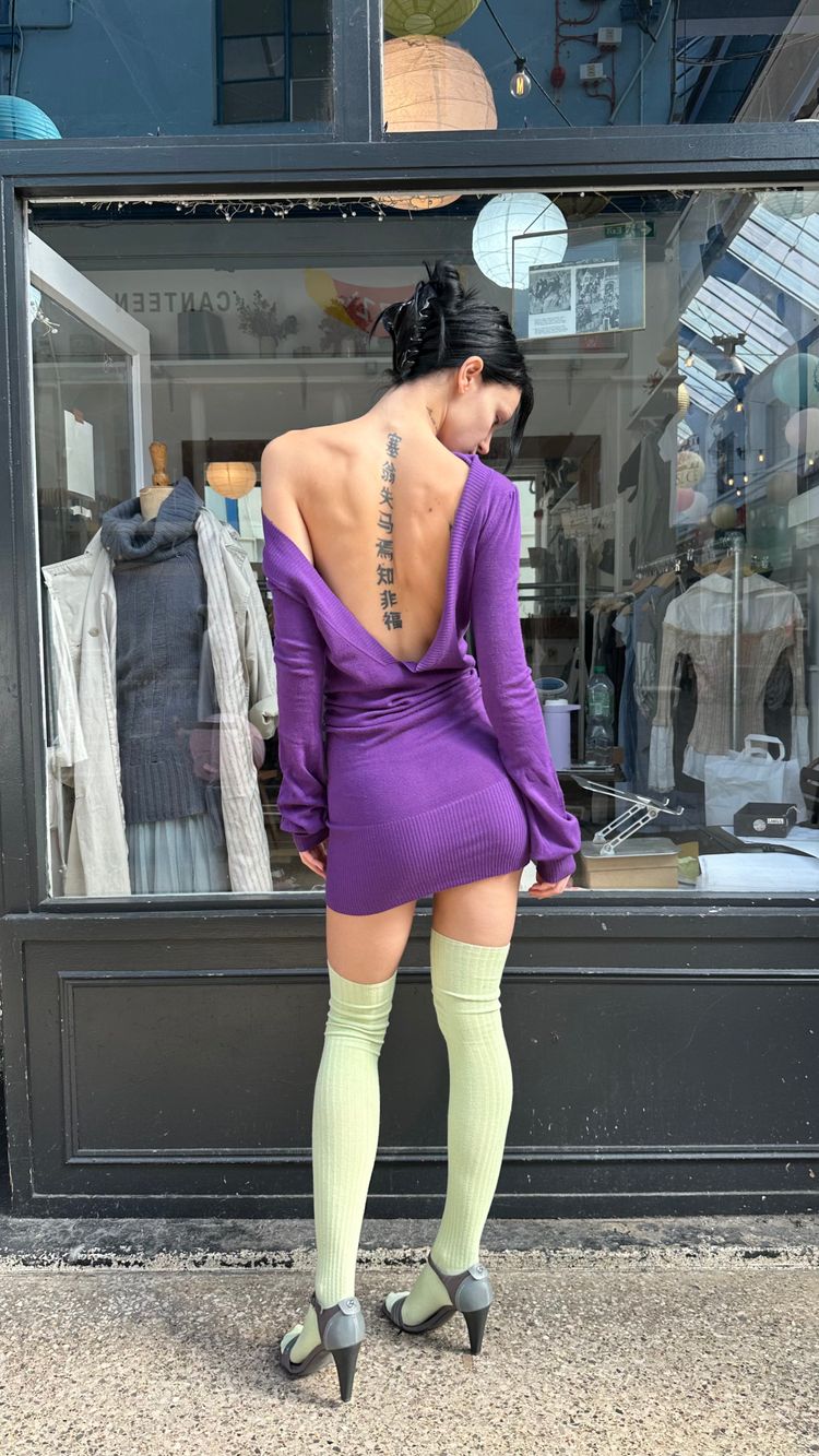 Jane norman purple knit backless jumper dress image 4