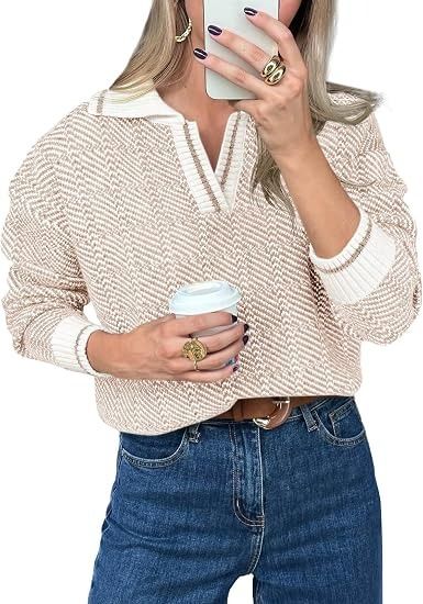 Immagine di Beige And White Knit Sweater 2