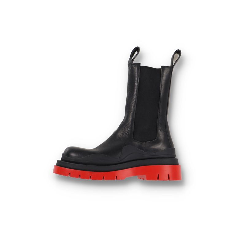 Bottega Veneta Black Red Tire Chelsea Boots